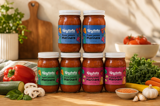 Tiny Tots Family Pack — 6 Jars
2 Mighty Munchkin + 2 Power Protein + 2 Fueling Fiber